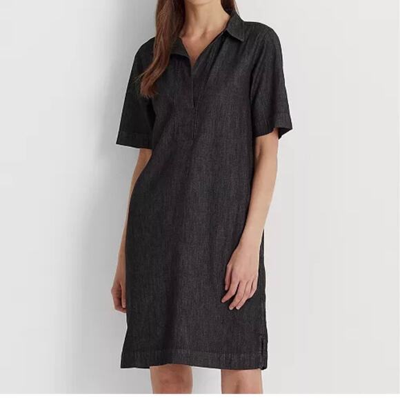 Ralph Lauren Dresses & Skirts - Lauren Ralph Lauren Women’s Denim Cotton Popover Shift Dress XS Gray